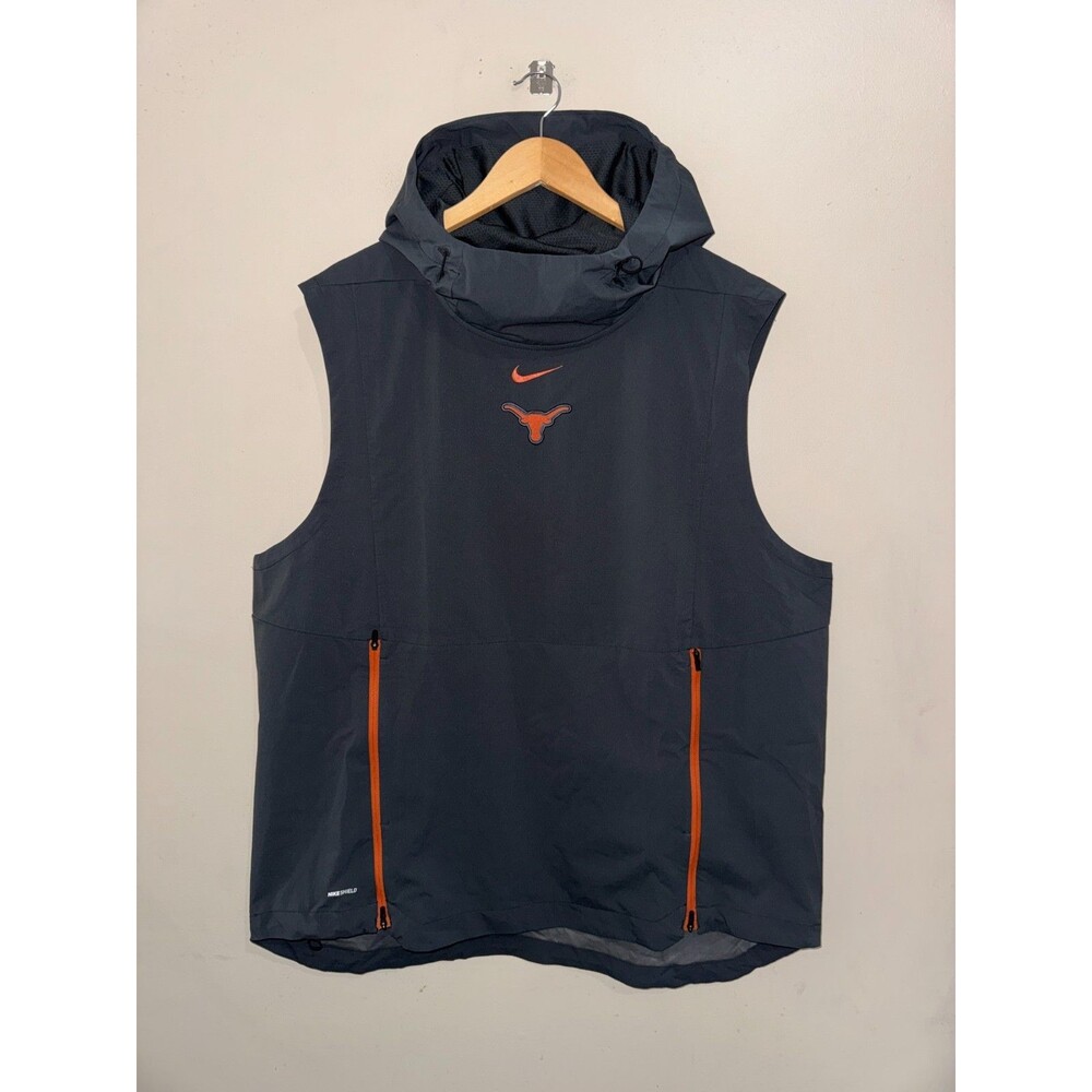 Mens XL Nike Texas Longhorns UT Team Issued PE Alpha Fly Rush Hooded Vest Jacket